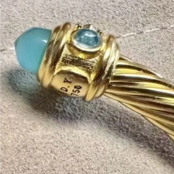 David Yurman Gold Twist 4mm Bracelet with Accents - Picture 4 of 5